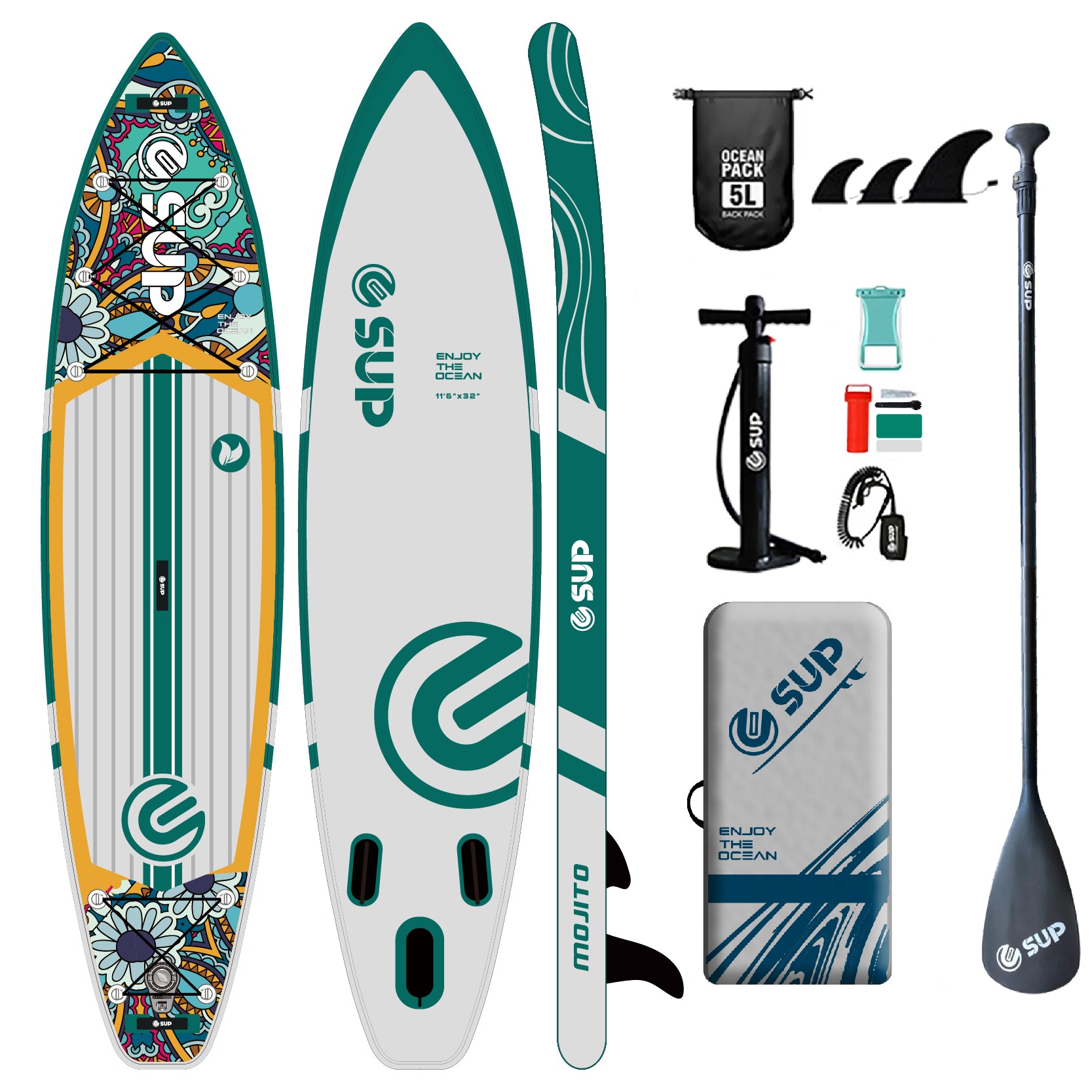Tabla SUP Inflable ESUP Mojito 11'6" x 32" – Kit Completo