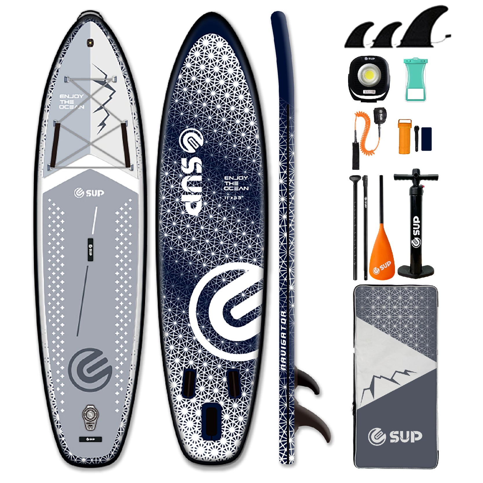 Tabla SUP Inflable ESUP Navigator 11' x 33" – Kit Premium con LED