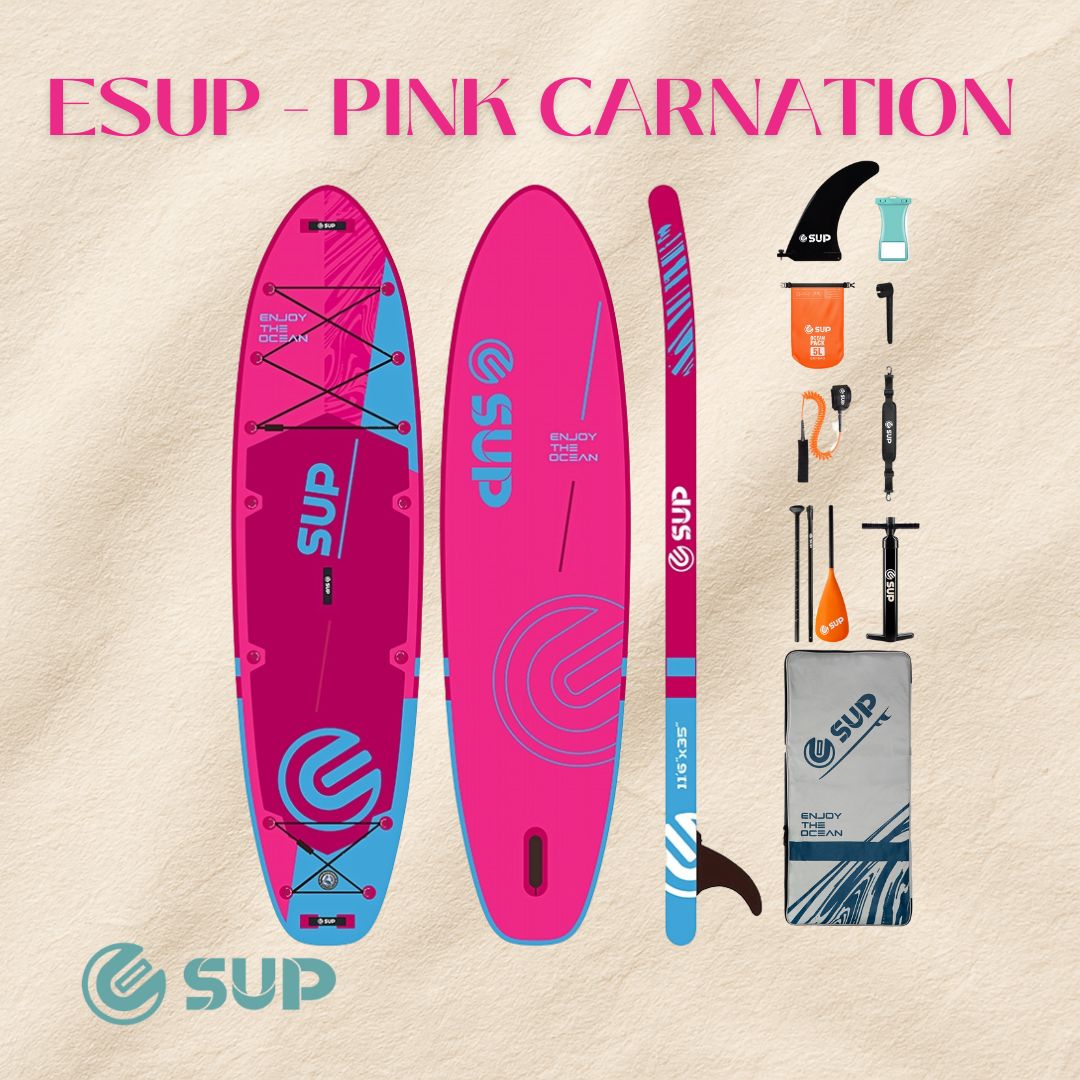 Tabla SUP Inflable ESUP Pink Carnation 11'6" x 35" – Kit Completo